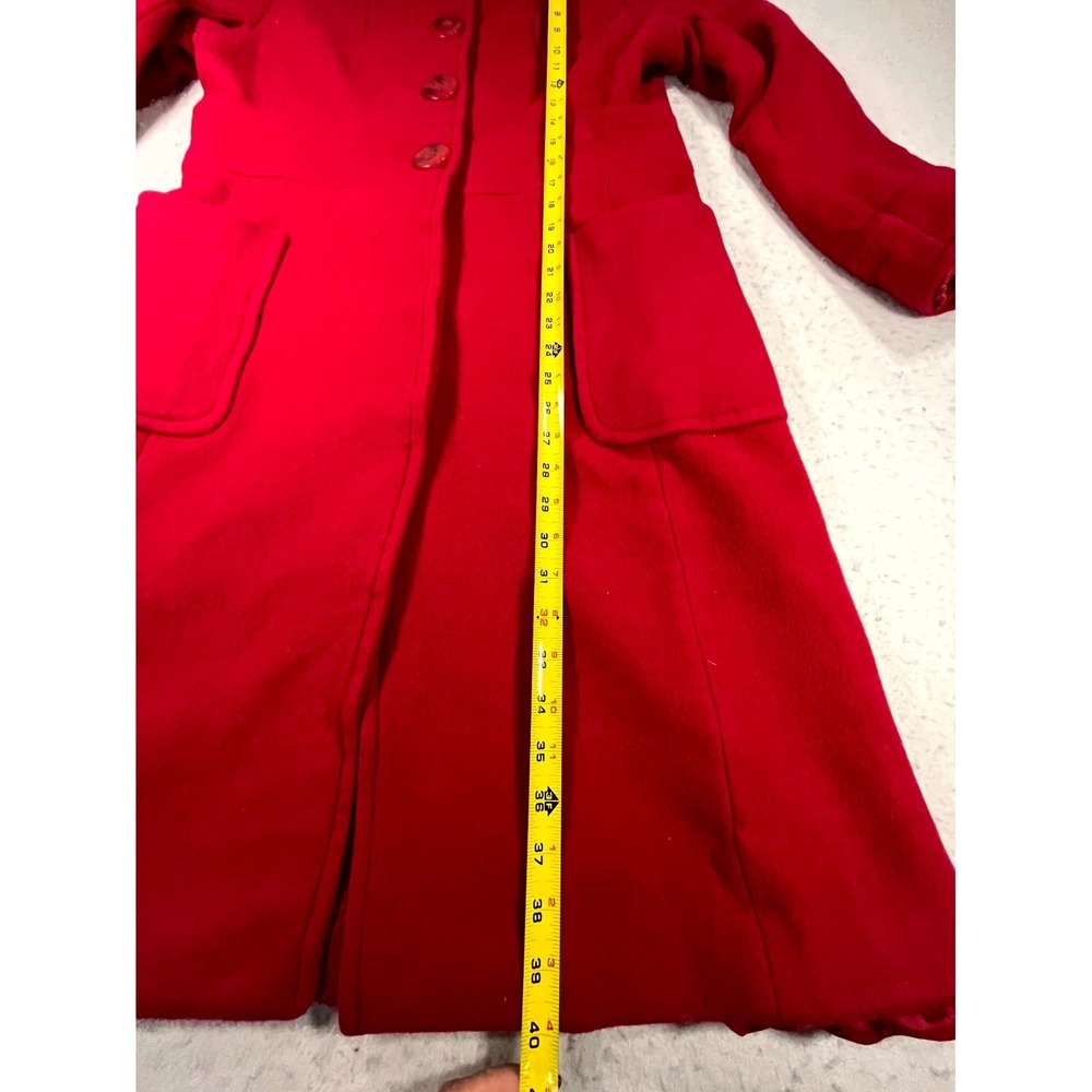 Studio Y Long Overcoat Womens Large Red Wool Blend Button Front Winter Jacket - Picture 9 of 10